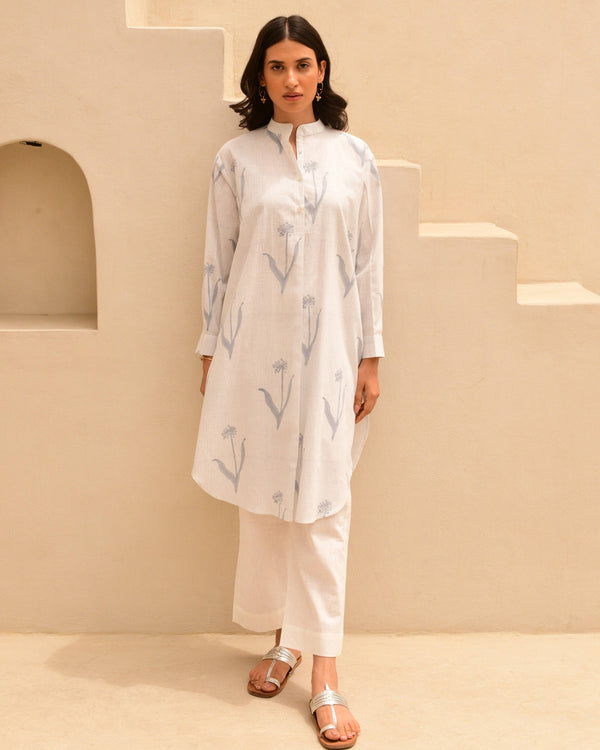 Blue cotton handblockprinted kurta set of 2