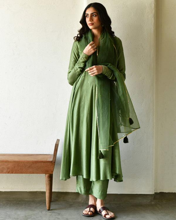 Rang green anarkali set of 3