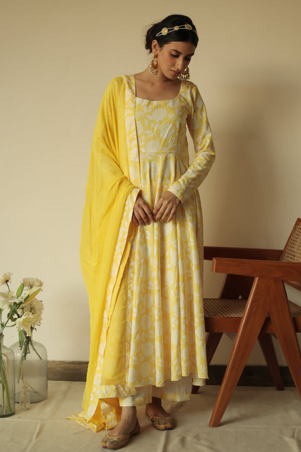 Mayera Yellow Anarkali Set