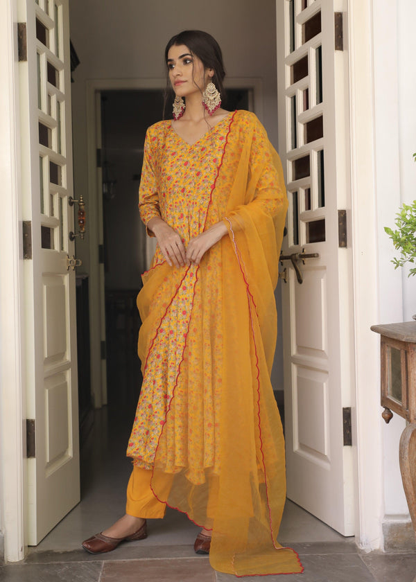 Nargis Yellow Anarkali Set