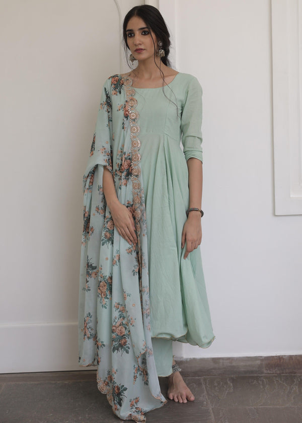 NIGAAR GREEN ANARKALI SET