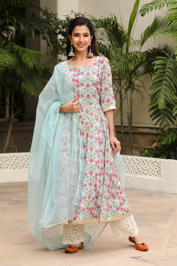 Meher Handblock Print Anarkali Set