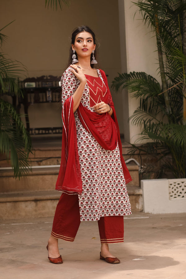 Barkha Handblock Print Straight Set