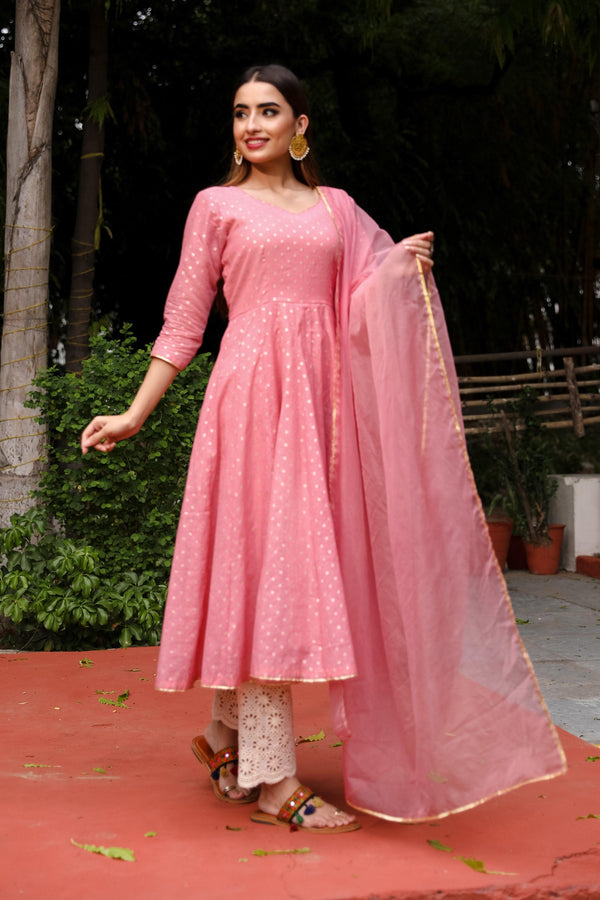 Meera Chanderi Anarkali Set